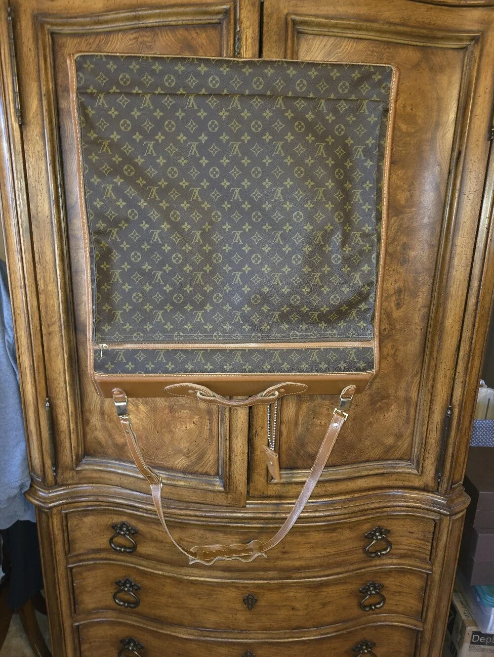 Louis Vuitton Brown Monogram Garment Carrier with Tan Trim
